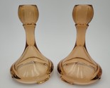 Antique Fostoria Saint Alexis Candlestick Amber Glass Footed Art Deco 19... - $19.79