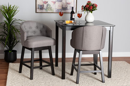 Olson Gray Fabric and Espresso Brown 2Pc Swivel Counter Stool Set - $7,939.83 MXN