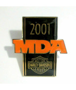 Harley Davidson 2001 MDA Ride Enamel Lapel Pin Orange &amp; Black Imperfect  - $14.99