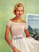 1950s Lace Off the Shoulder Evening Blouse Top - Crochet pattern (PDF 3391) - £2.94 GBP