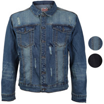 CS Men&#39;s Classic Distressed Ripped Destroyed Stretch Denim Jean Jacket - £30.38 GBP