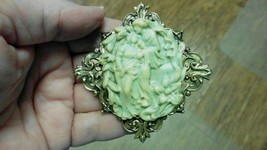 CL43-19) Romantic Lovers Man Woman Couple Green Cameo Pin Pendant Jewelry Brooch - £29.88 GBP