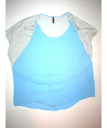 New Womens NYDJ Large L Blue Gray Top Blouse Color Block Light Soft Tee ... - £71.83 GBP
