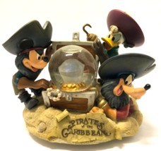 Disney Mickey Goofy Donald Pirates Of The Caribb EAN Snow Globe Figurine Light Up - £47.48 GBP