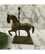 Vintage Brass Metal Carousel Horse Figurine Floral Decor Merry go Round ... - $26.72