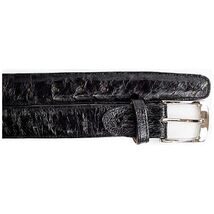 Men's Belvedere Belt Genuine Ostrich Quill up to Size 44 #2001 Black image 2