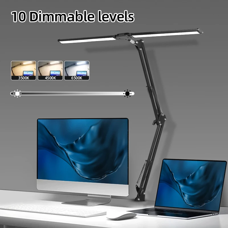 LED Desk Lamp with Clamp 24W Eye-Caring Dimmable Table Lamp for Office Study - £37.18 GBP+