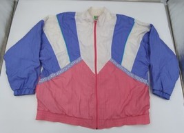 Vintage Bold Spirit Womens Nylon Windbreaker Jacket Size XL Grannycore P... - $39.59
