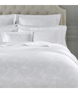 Sferra Giza Natura White Queen Flat Sheet Floral Egyptian Cotton Sateen NEW - $845.50