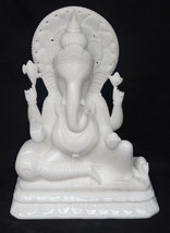16&quot; White Lord Ganesha Marble Statue Sculpture Handmade Ganesh Decor Best Gift - £8,385.25 GBP