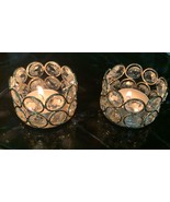 Set Of 2 Gold Beaded Crystal Tea Light Holders - €8,55 EUR