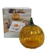 Hallmark Pumpkin Glass Candy Dish Bowl With Lid harvest Fall Autumn NO T... - £12.29 GBP