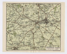 1924 Original Vintage Map Of Shakespeare Country Leamington Warwick / England - £17.11 GBP