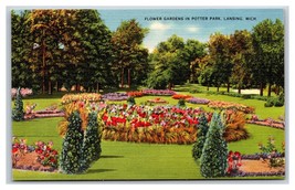 Flower Gardens at Potter Park Lansing Michigan MI UNP Linen Postcard S13 - £2.30 GBP