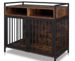 Large Dog Crate Wooden Kennel Heavy Duty Cage With Tray End Table Pet Fu... - $219.99