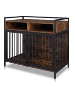 Large Dog Crate Wooden Kennel Heavy Duty Cage With Tray End Table Pet Fu... - £172.39 GBP