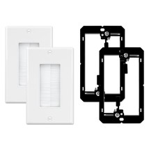 (2 Pack) Brush Wall Plate With Low Voltage Mounting Bracket, Cable Pass ... - £18.03 GBP