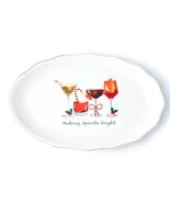 Holiday Cheers Gold Rim Serving Platter Making Spirits Bright New - $27.67