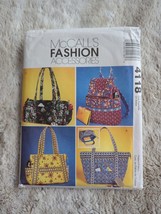 McCall&#39;s Uncut 4118 Pattern BAGS Accessories Backpack Tote Duffle Bag Shopping - £9.86 GBP