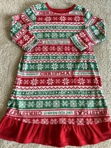 Jammies for Families Girls Red Green Christmas Peace Joy Fleece Nightgown 2T - £5.87 GBP