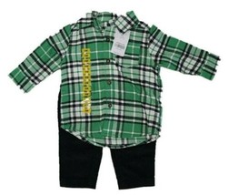 allbrand365 designer Infant Boys Plaid Flannel Shirt And Pant Set 2 PC S... - £21.08 GBP