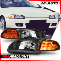 Pair 4PC Black Headlight+LED Amber Corner Signal for 1992-1995 Honda Civic 2/3Dr - £130.55 GBP