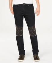 $99 I.N.C. Men&#39;s Slim-Straight Fit Stretch Studded Jeans, Dark Wash, Siz... - £23.73 GBP