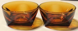 MCM Amber Glass Dish Tapered Sides With Square Bottom Vintage Trinket Dish - £18.79 GBP