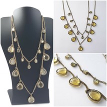 Vintage Marlyn Schiff Chunky Yellow Teardrop Multistrand Necklace Bronzetone - £18.53 GBP
