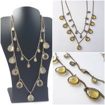 Vintage Marlyn Schiff Chunky Yellow Teardrop Multistrand Necklace Bronzetone - £18.26 GBP