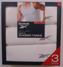 3 GENUINE REEBOK MENS BIG &amp; TALL 2XL 3XL 4XL 100% COTTON WHITE TANK TOP ... - $31.90