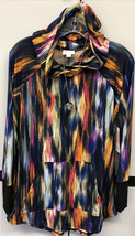 Nwt Lu La Roe Medium Black Rainbow Patterned Slinky/Scuba Amber Hooded Sweatshirt - £29.59 GBP