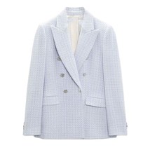 2022 women&#39;s early autumn new textured double-breasted suit jacket retro shoulde - £184.72 GBP