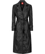 Apparel Eagle Sheepskin, Leather Long Coat For Women | Black Glossy Genu... - $186.36