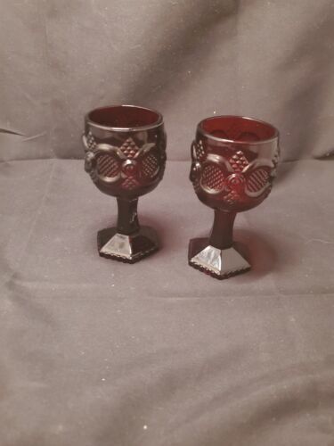 Primary image for 2-Vintage Avon Cape Cod Ruby Red Glass Wine Goblets