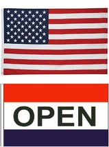 Wholesale Lot 3&#39; X 5&#39; Usa American &amp; Open Flag Red White Blue Store Banner - £13.27 GBP