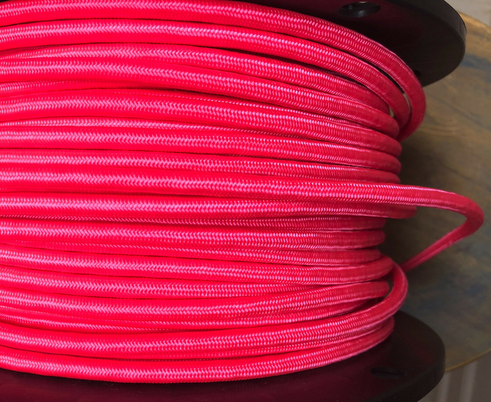 Hot Pink Cloth Covered 3-Wire Round Cord, Vintage Pulley Pendant Lights ... - $1.53