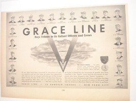 1943 World War II Ad Grace Line, N.Y., N.Y. Pays Tribute to Officers and Crews - $8.99