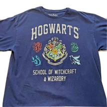 Harry Potter Blue Graphic T Shirt Hogwarts School of Witchcraft Wizardy XL - £14.94 GBP