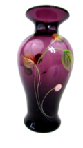 Fenton Amethyst Vase Hand Painted By  Hardman Aubergine - $98.99