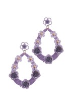 New Lavender Floral Rhinestone Post Drop Earrings - £8.54 GBP