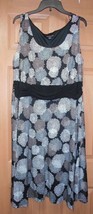 New Perceptions Womens Sz 2X VNeck Dress Black white Gray Tan Tank Summer - £14.10 GBP