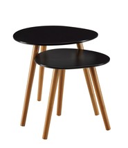 Set of 2 - Modern Mid-Century Style Nesting Tables End Table in Black - $3,417.43 MXN