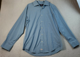 Vineyard Vines Shirt Men Size Medium White Blue Checked Nylon Collar Button Down - £15.98 GBP