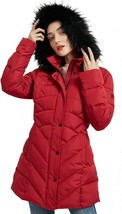 BINACL Women&#39;s Winter Insulated Jacket with Fur Hood, Water-Resistant Red Small - £49.36 GBP