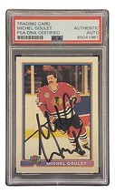 Michel Goulet Firmado 1991 Bowman #392 Chicago Blackhawks Hockey Card PSA / DNA - £29.75 GBP