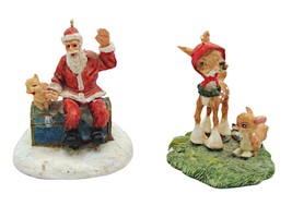 Vintage Ceramic Pottery Holiday Ornaments Santa &amp; Rudolph Reindeer Christmas 3x2 - £13.93 GBP