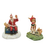 Vintage Ceramic Pottery Holiday Ornaments Santa &amp; Rudolph Reindeer Chris... - £13.54 GBP