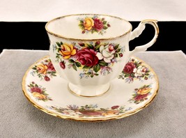 Rosina-Queen&#39;s Porcelain Cup &amp; Saucer Set, Roses Pattern, Gold Trim, England - £15.26 GBP