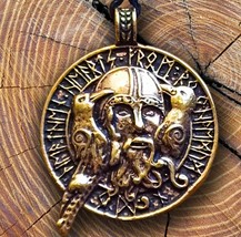 Title: Odin Bronze Pendant – Norse Wisdom &amp; Runes Amulet, 4.5 cm - $19.99